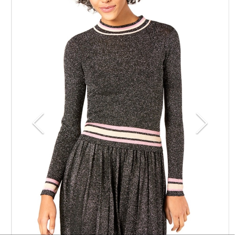 Lucy Paris Black Shiny Stretch Top